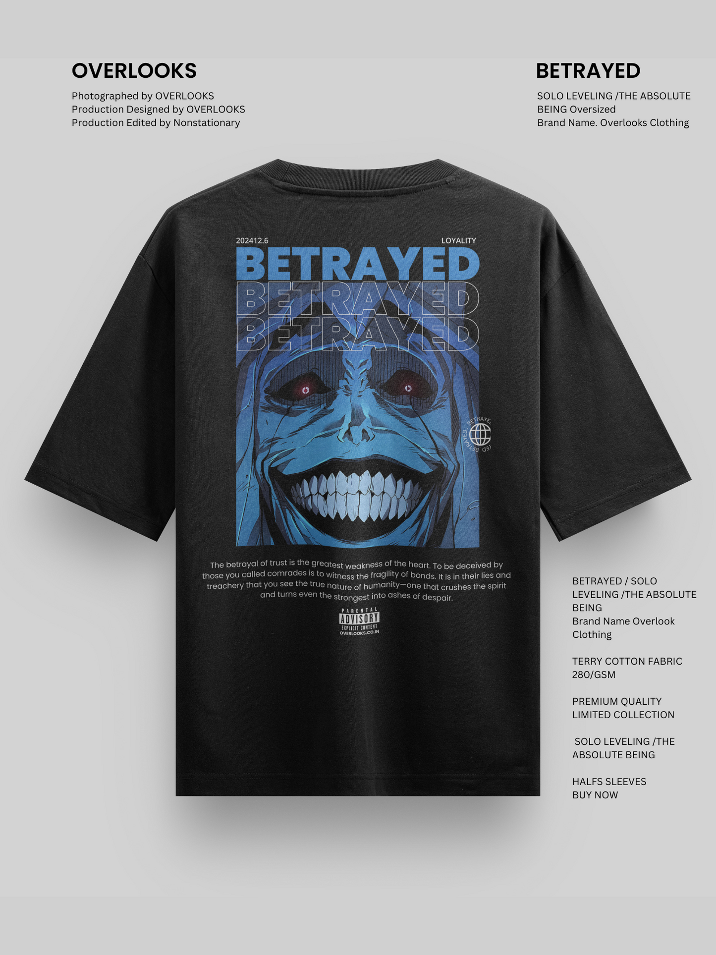 Betrayed Blue Oversized T-shirt